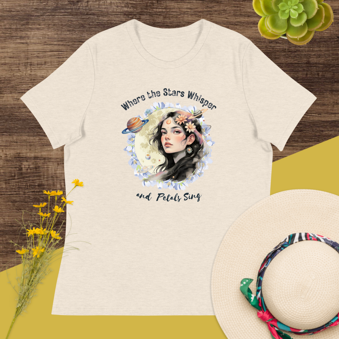 Where the Stars Whisper Women's Relaxed Graphic Print Bella + Canvas T-Shirt DAME BOHEME
