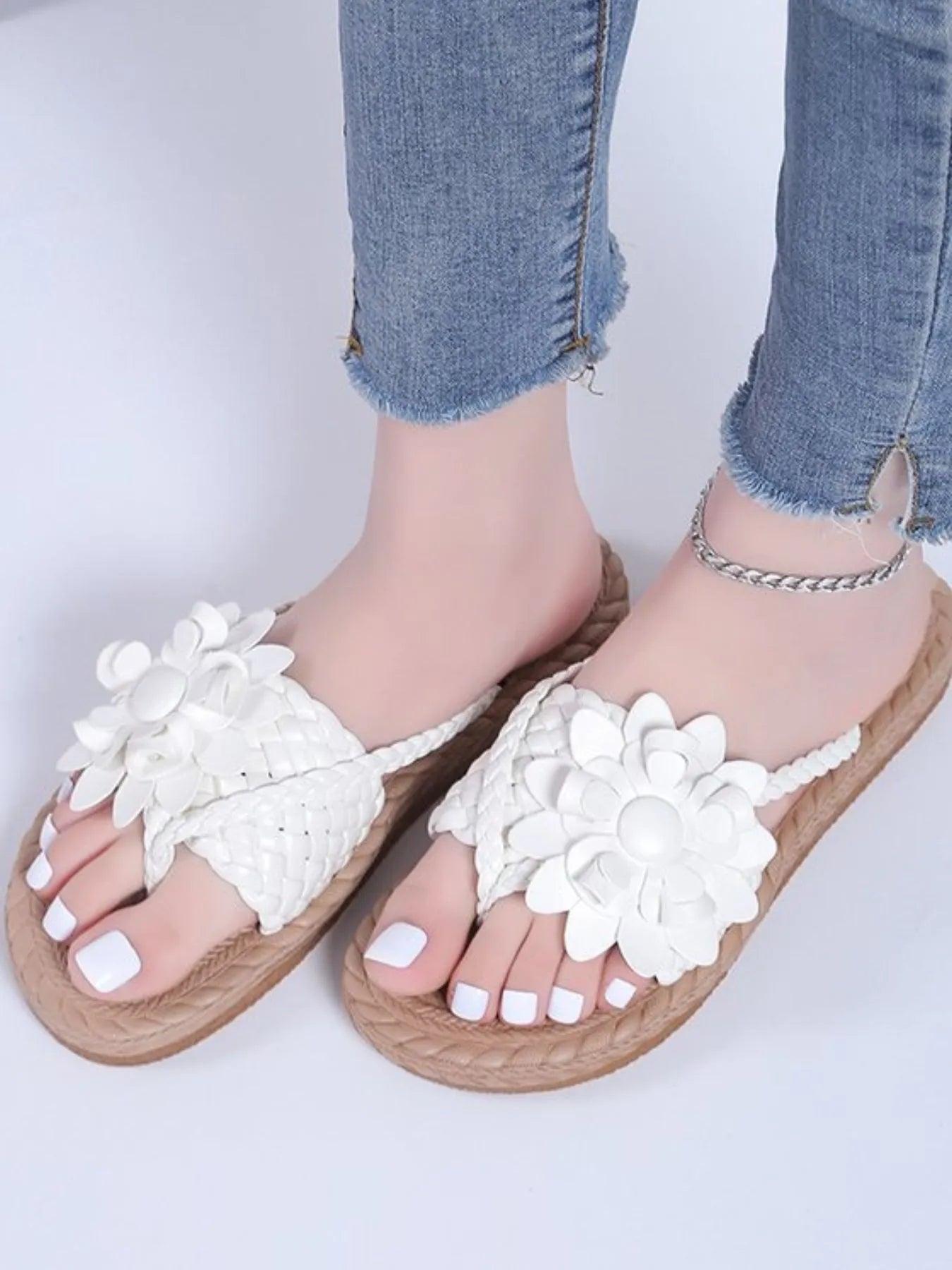 Floral Embellished Comfort Slide Sandals DAME BOHEME