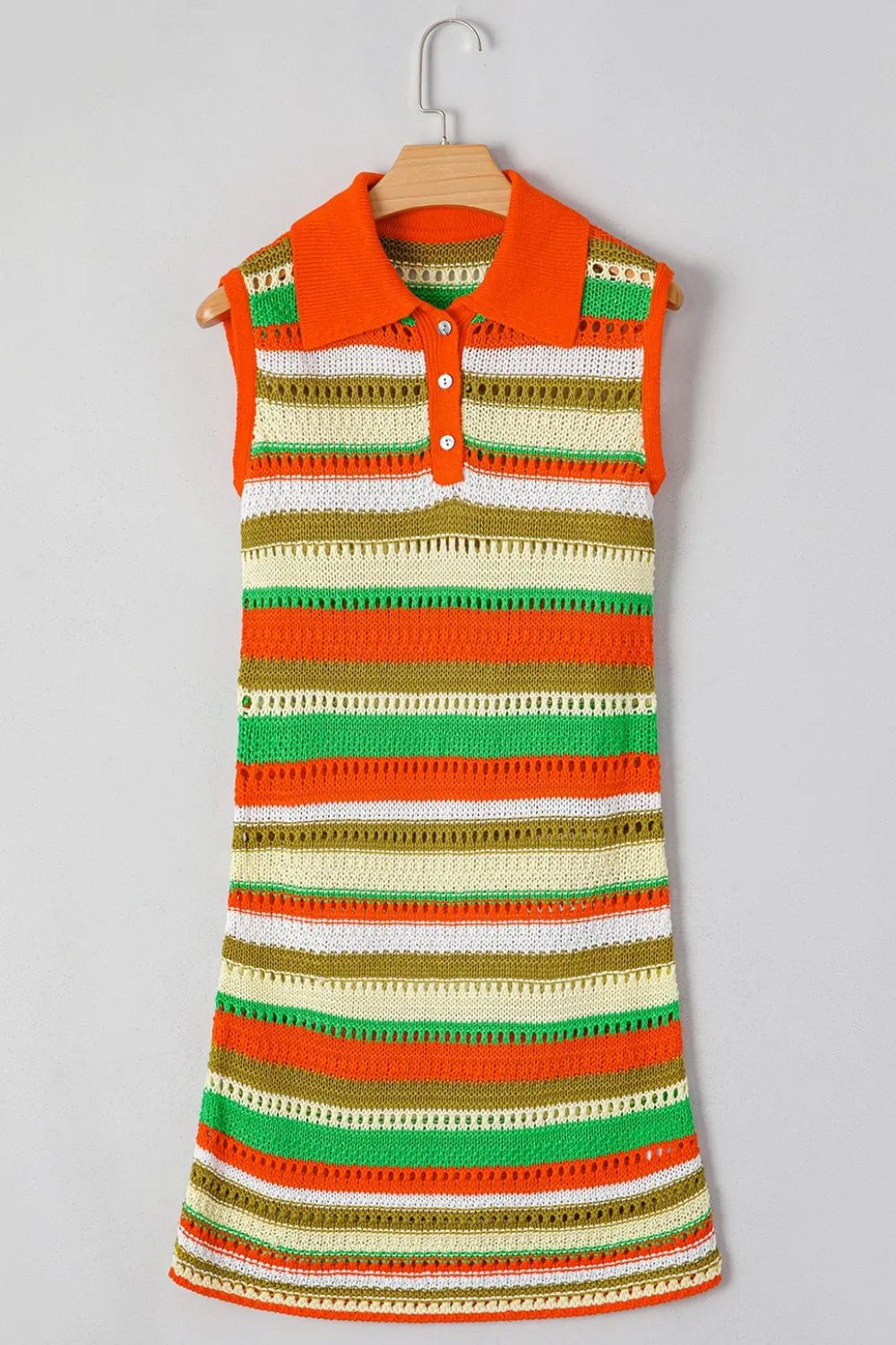 Openwork Stripe Sleeveless Sweater Dress DAME BOHEME
