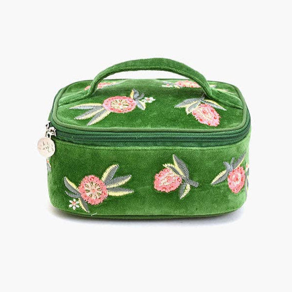Velvet Embroidered Jewelry Box-Green Peaches DAME BOHEME