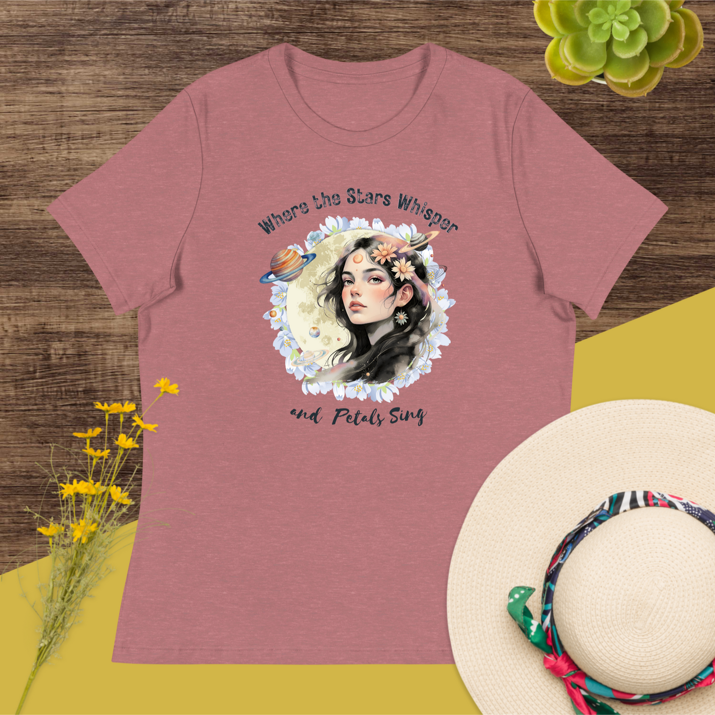 Where the Stars Whisper Women's Relaxed Graphic Print Bella + Canvas T-Shirt DAME BOHEME