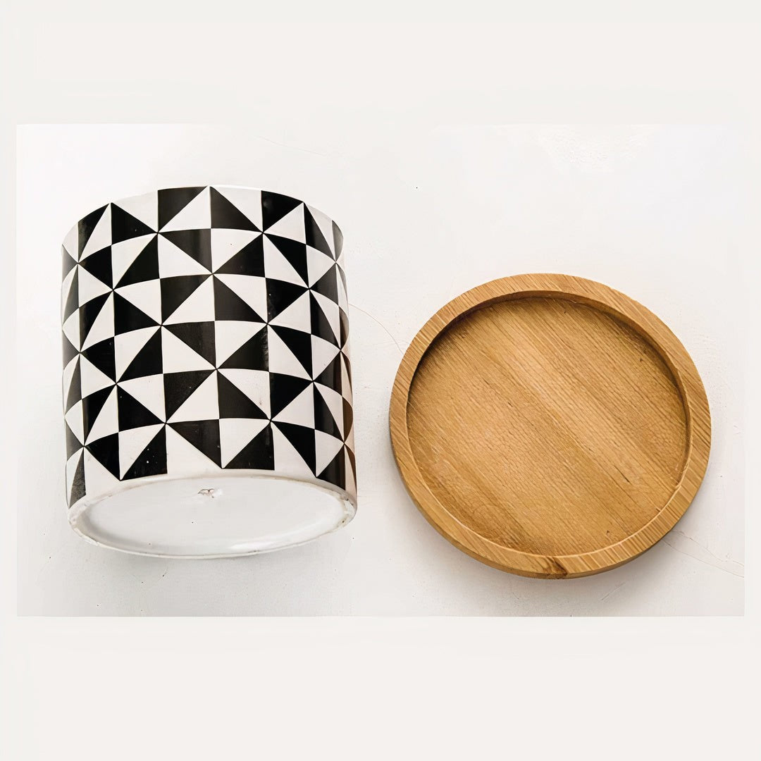 B&W Geometric Ceramic Planters – Set of 3 DAME BOHEME