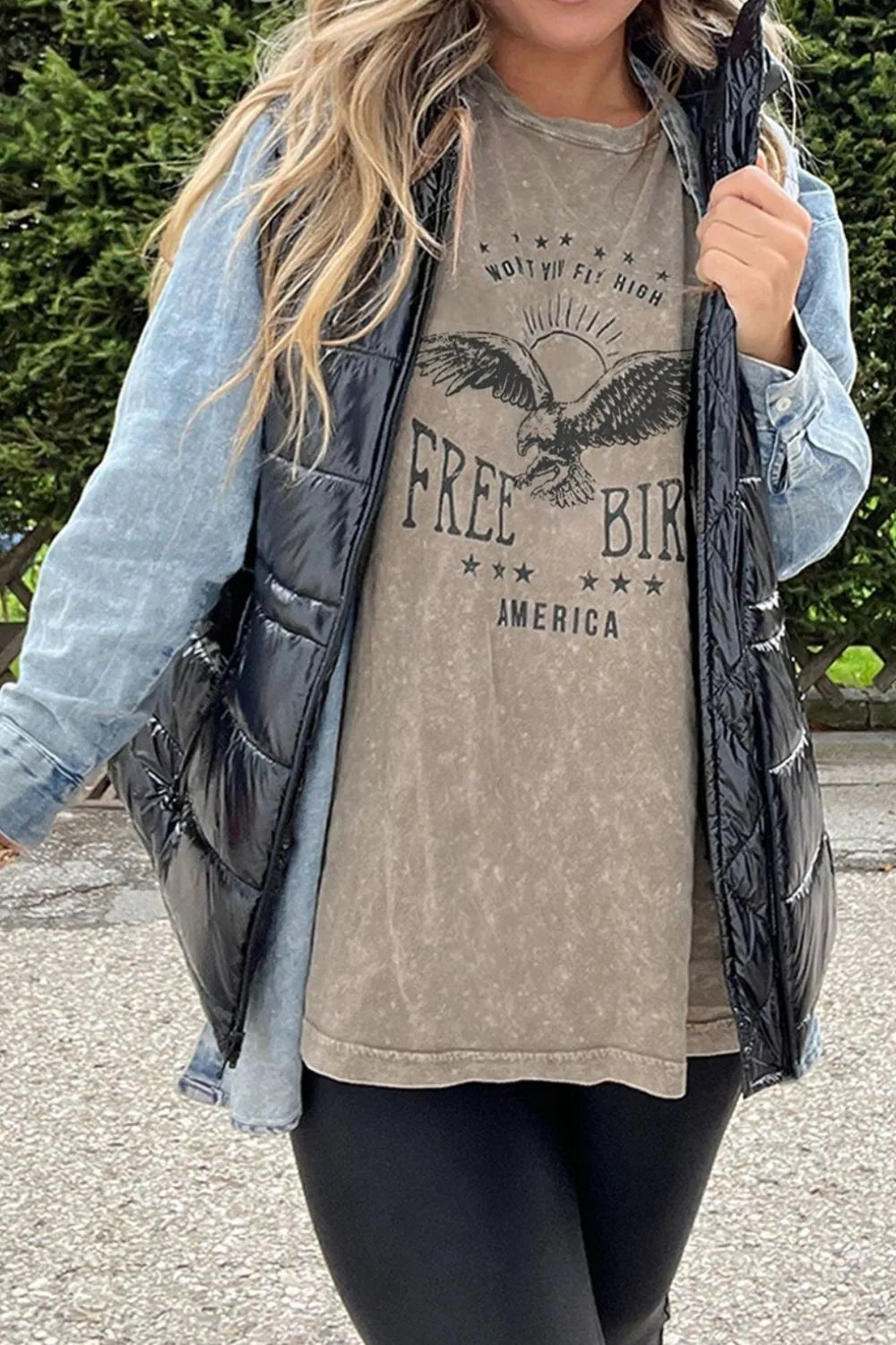 AMERICA FREE BIRD Vintage Graphic Mineral Washed Tee Simply Love