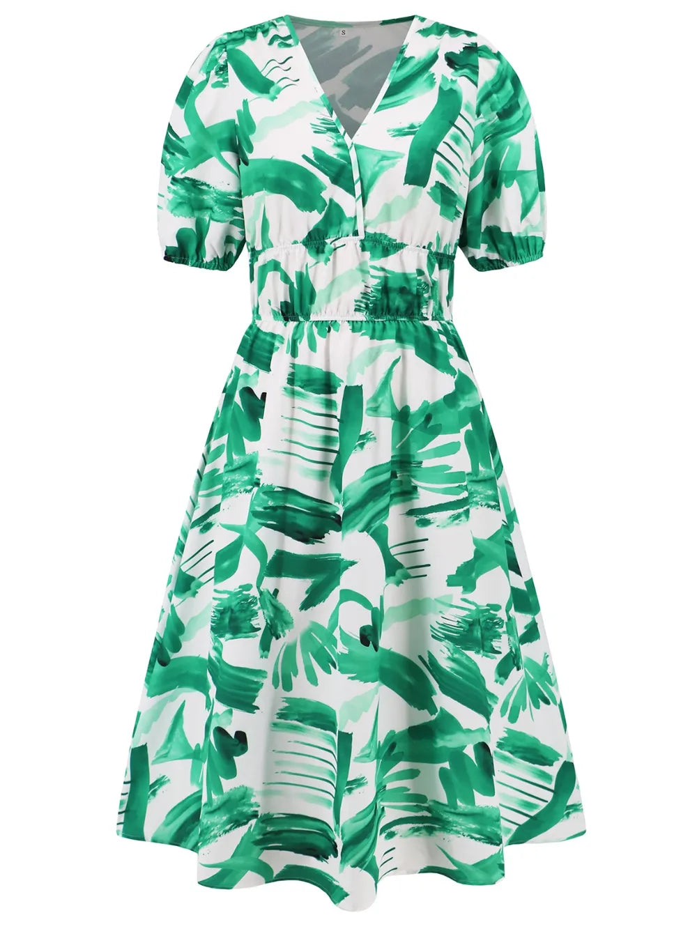Ruched Roses Surplice Short Sleeve Dress Trendsi