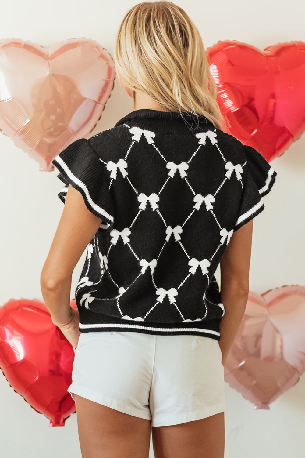 Amina Preppy Bow Zipped Collar Sweater DAME BOHEME