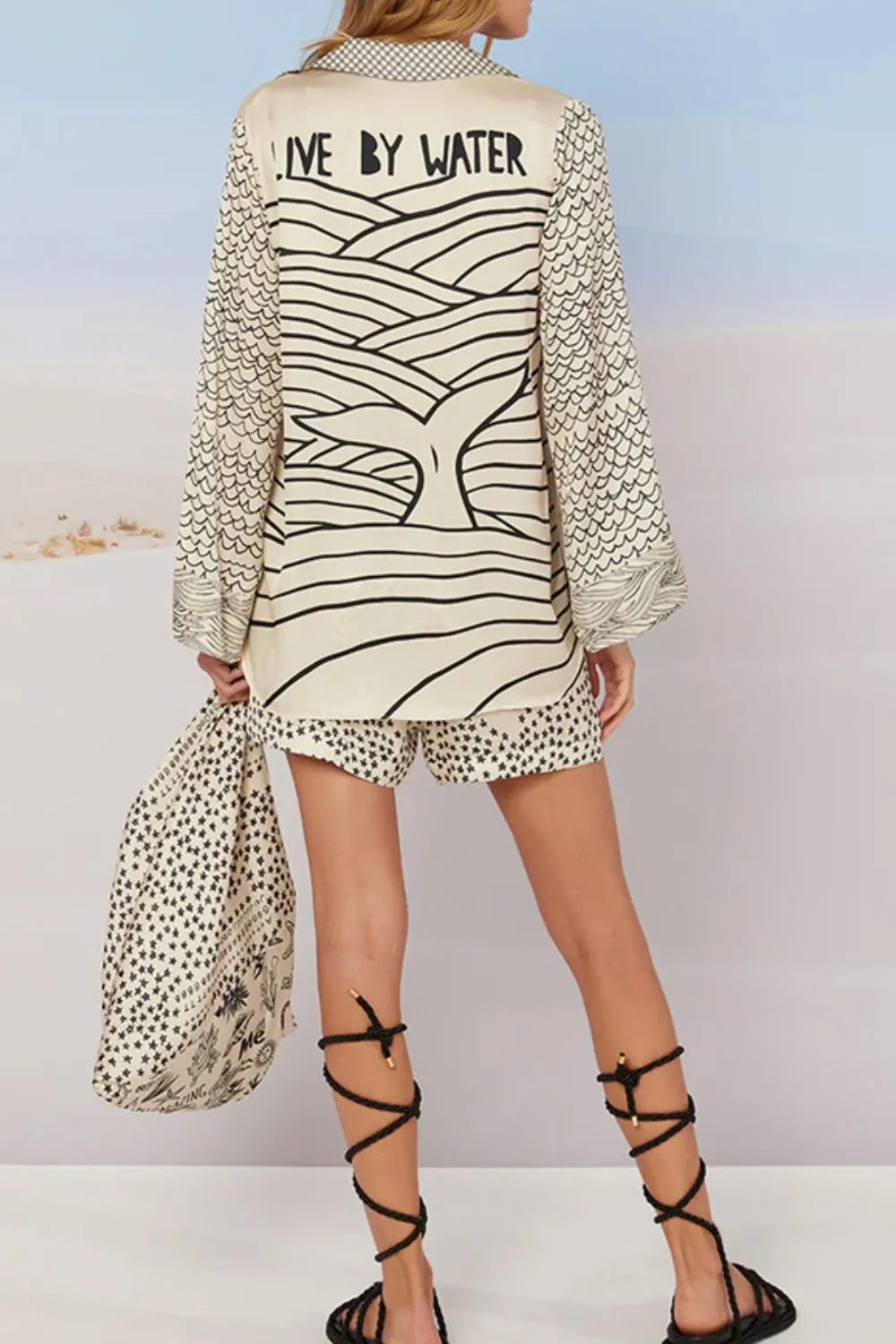 Nautical Print Top and Shorts Matching Set Trendsi