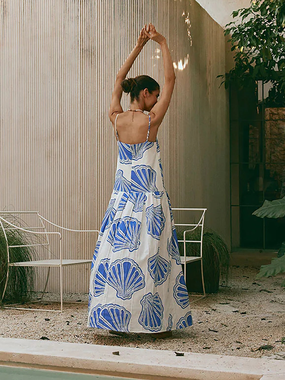 Seashell Print Maxi Cami Dress Plus Size Trendsi