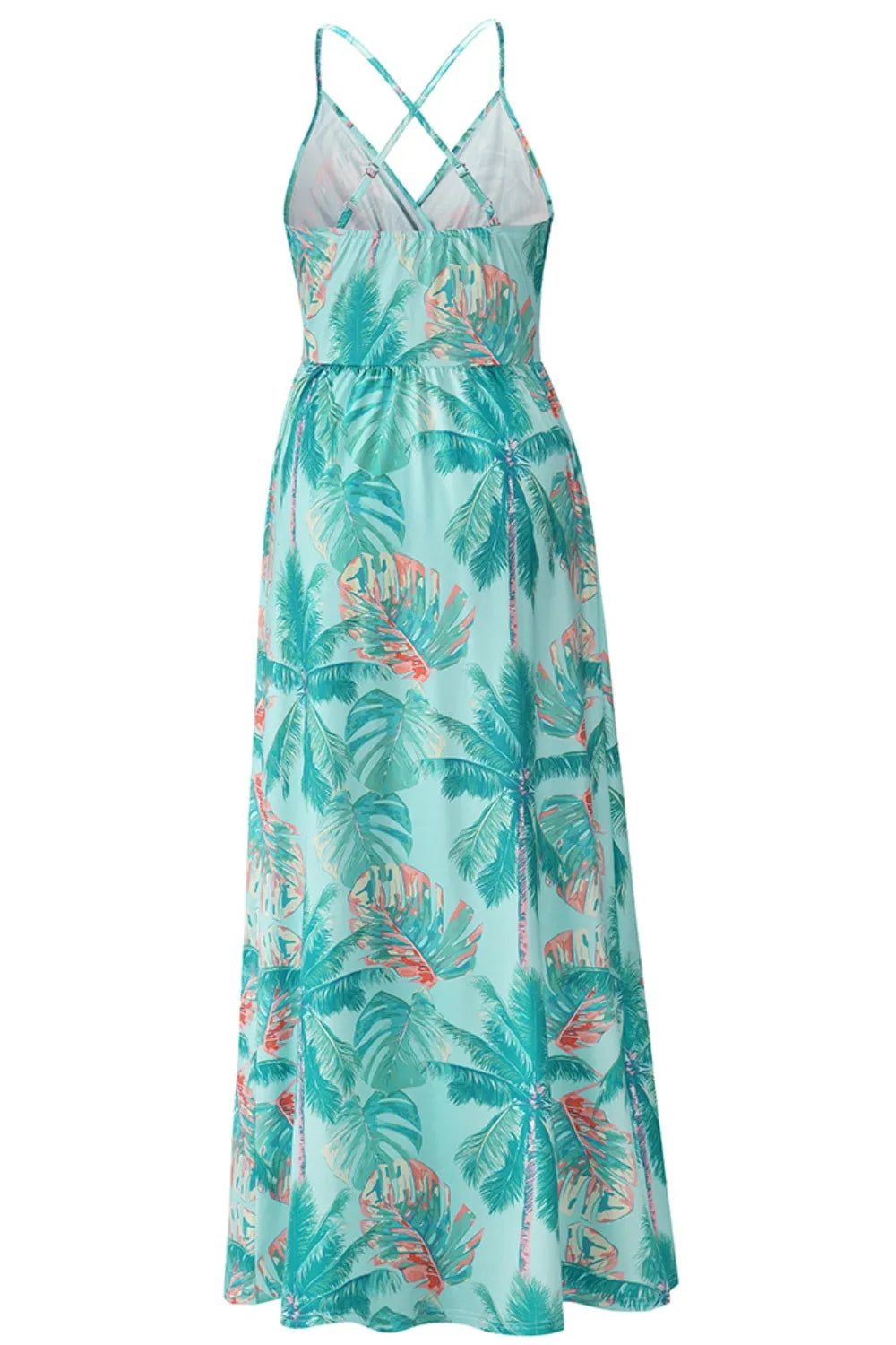 Crisscross Printed Surplice Cami Maxi Dress Trendsi