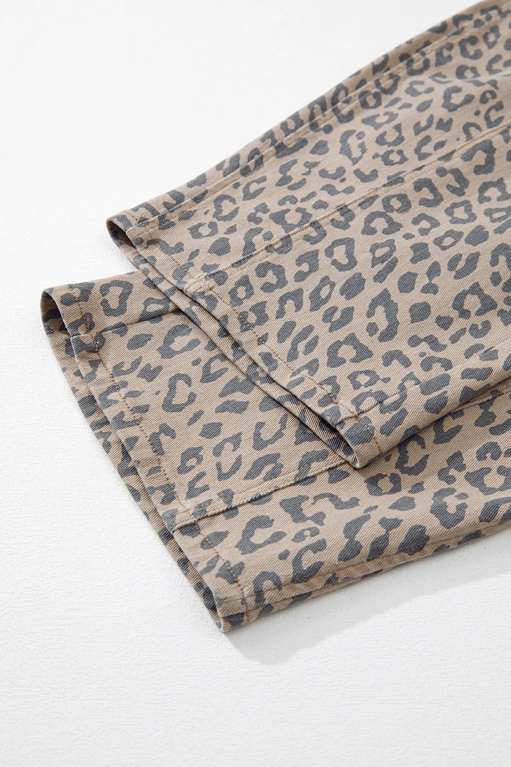 Leopard Printed Drawstring Waist Pocketed Wide Leg Jeans DAME BOHEME