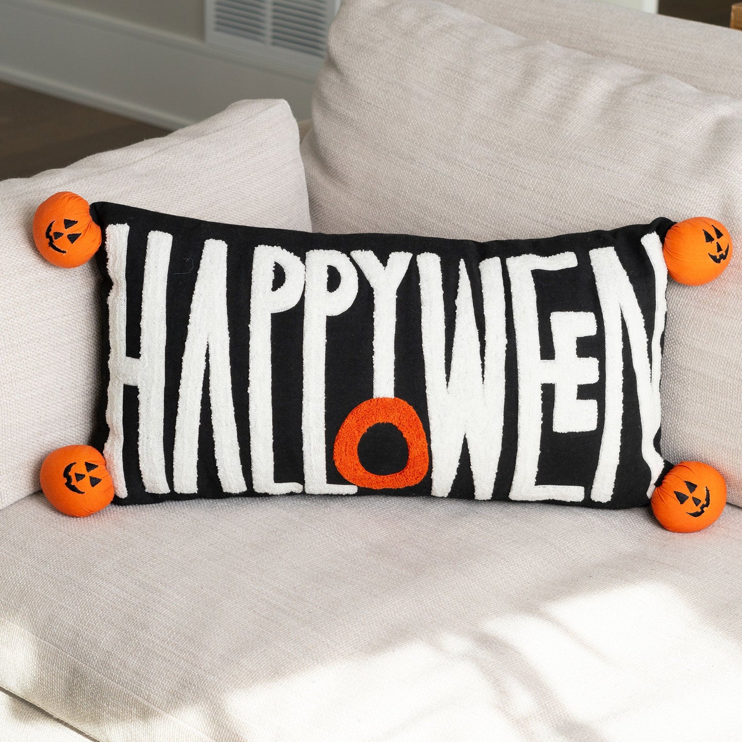 Happy Halloween 12x22 Embroidered Lumbar Pillow DAME BOHEME