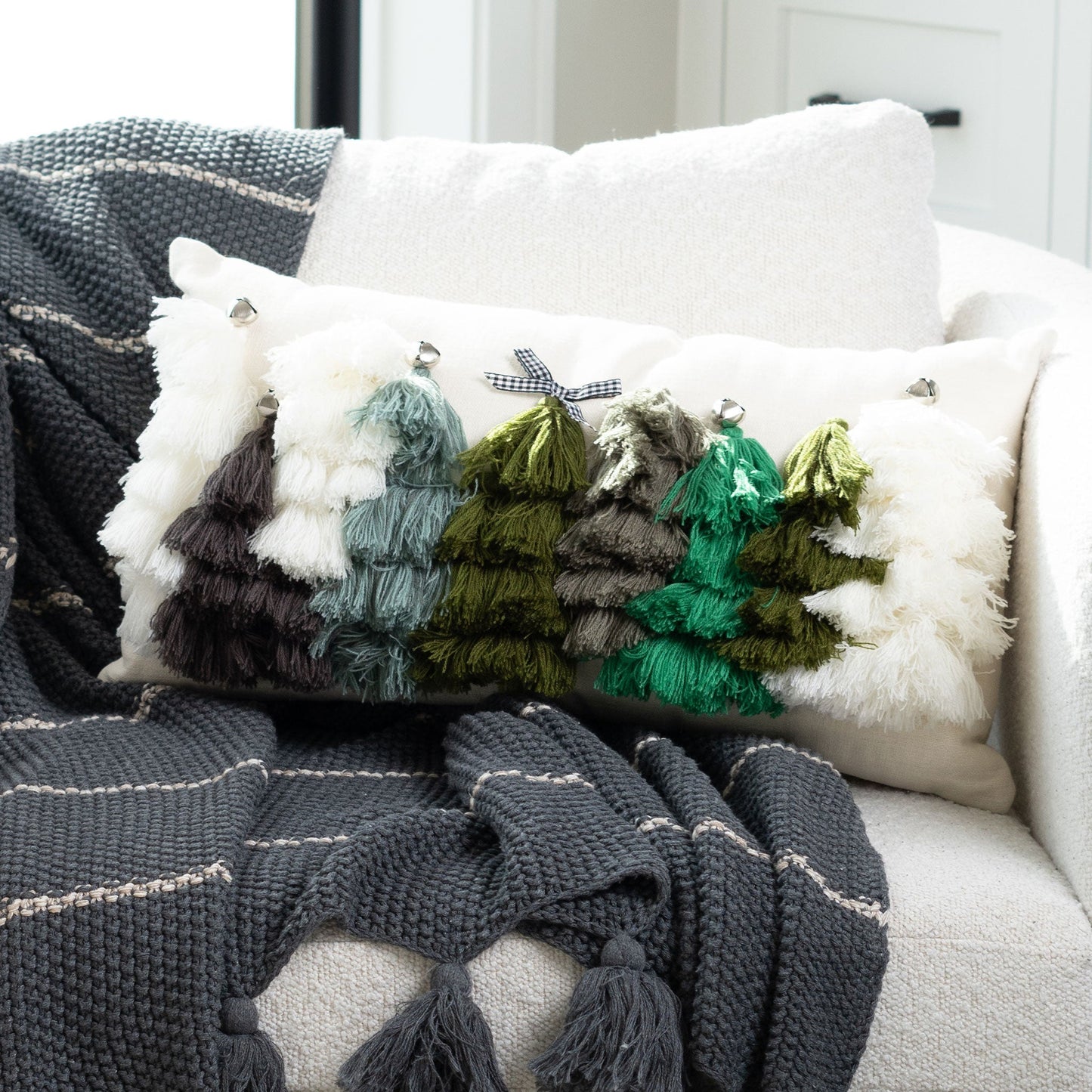 Christmas Tassel Trees 12x22 Lumbar Pillow DAME BOHEME