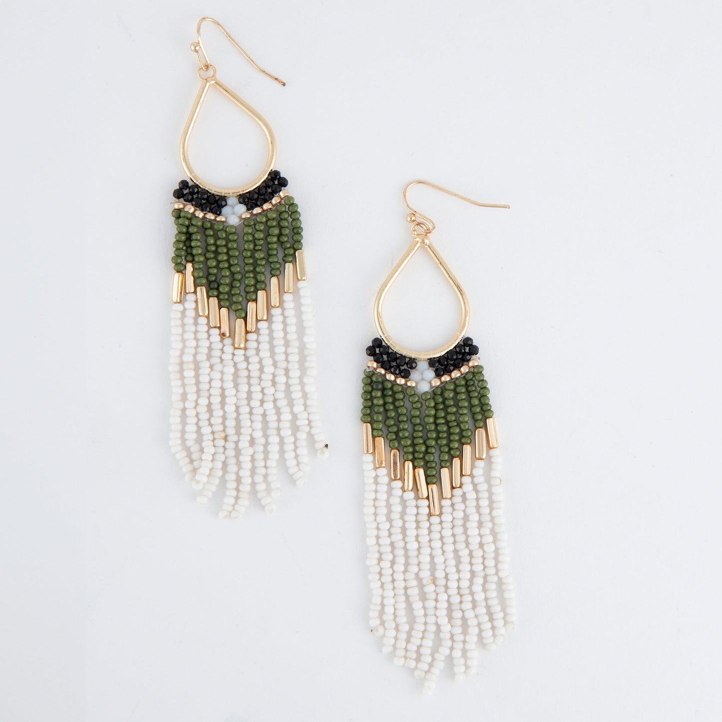 Irie Green Beaded Teardrop Dangle Earrings DAME BOHEME