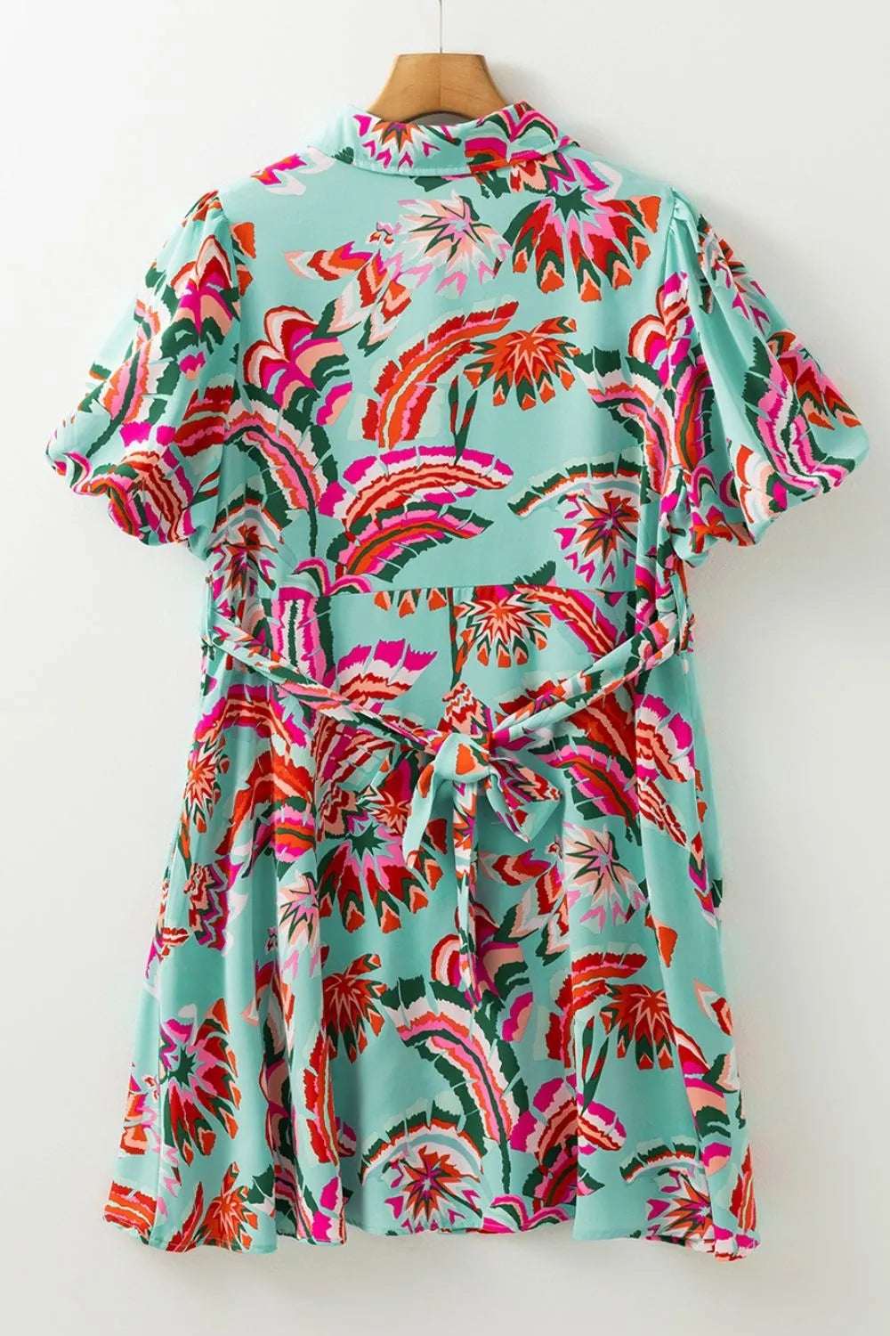 Abstract Print High Waist Buttoned Mini Shirt Dress Simply Love
