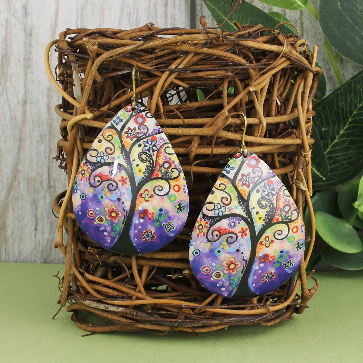 Whimsical Tree of Life Teardrop Earrings DAME BOHEME
