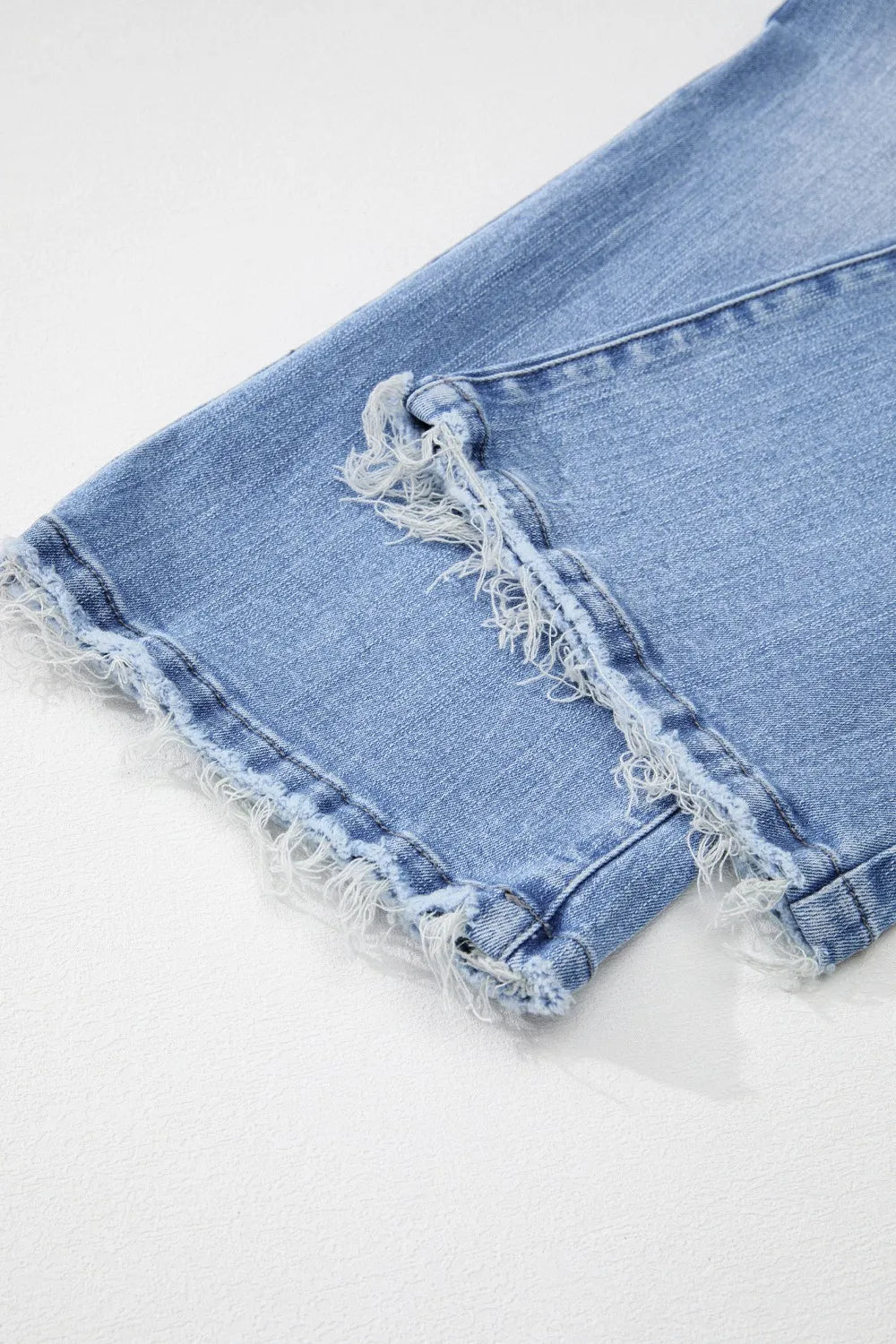 Mineral Wash Raw Hem High Waist Flared Jeans DAME BOHEME