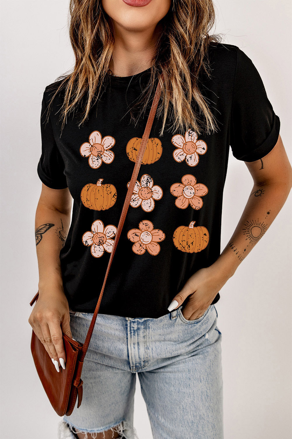 Molly Pumpkin Flower Graphic Top DAME BOHEME