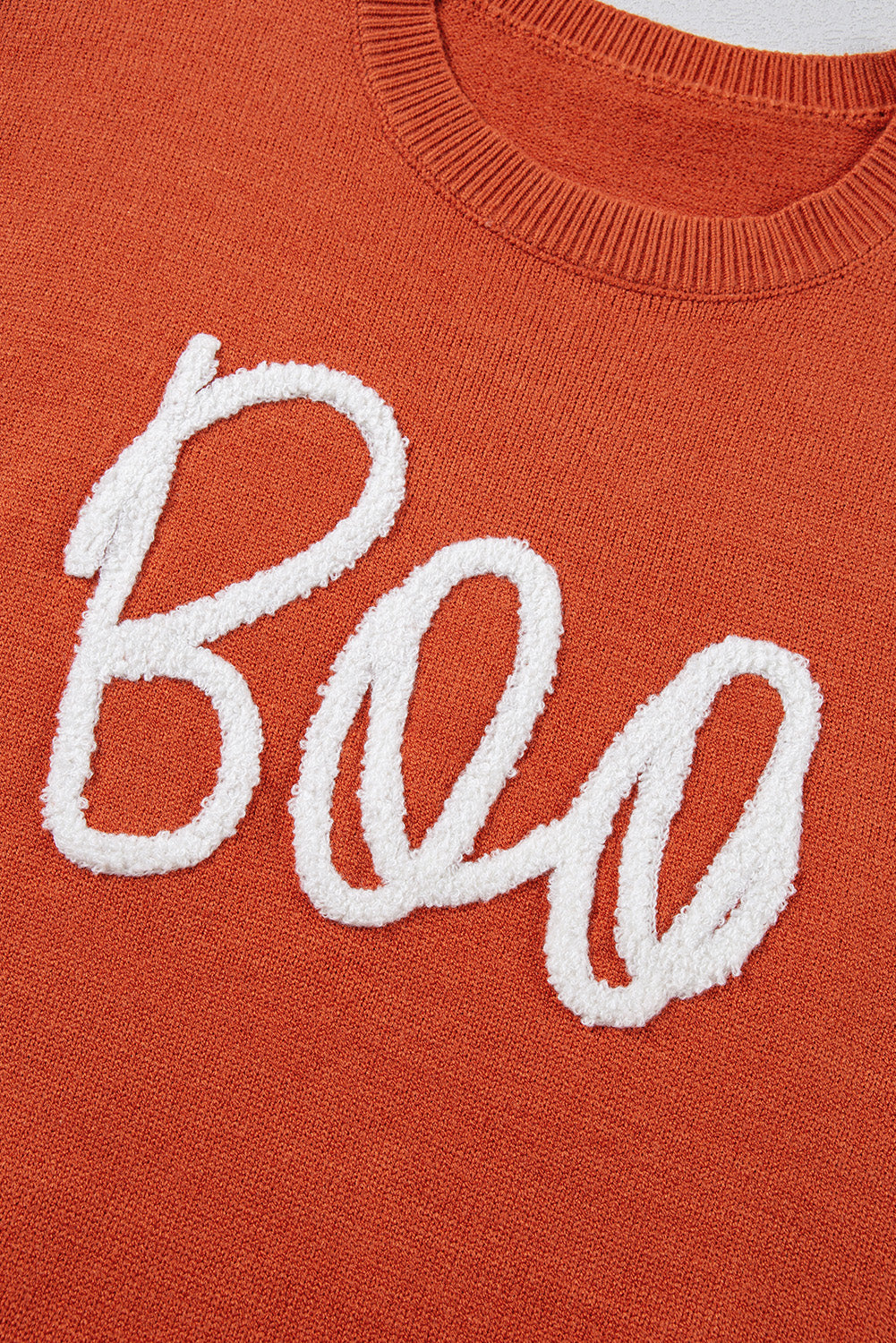 Boo Knitted Pattern Ribbed Edge Sweater DAME BOHEME