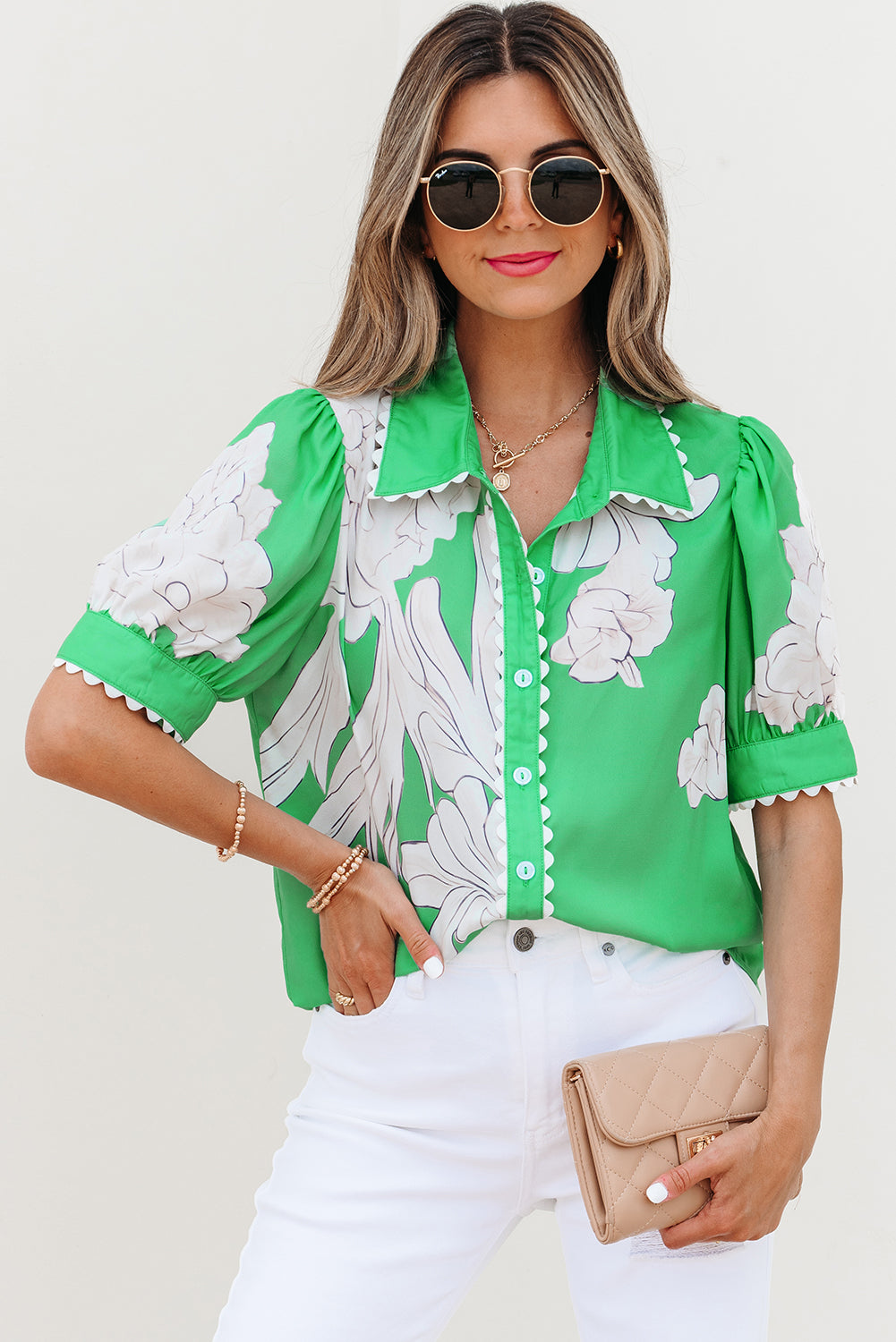 Celina Floral Ric Rac Edge Sleeve Blouse DAME BOHEME