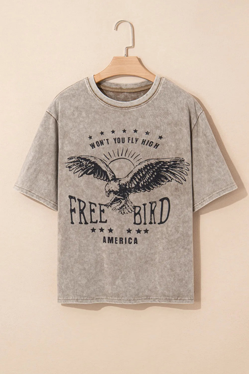 AMERICA FREE BIRD Vintage Graphic Mineral Washed Tee Simply Love
