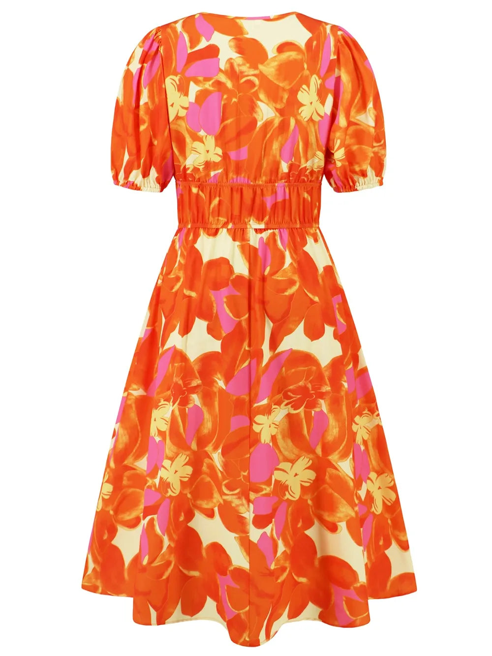 Ruched Roses Surplice Short Sleeve Dress Trendsi