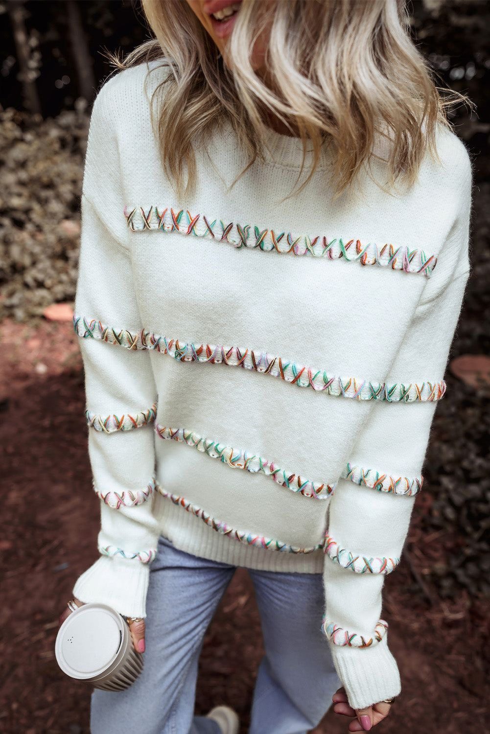 Braelyn Colorful Crossed Stitch Sweater DAME BOHEME