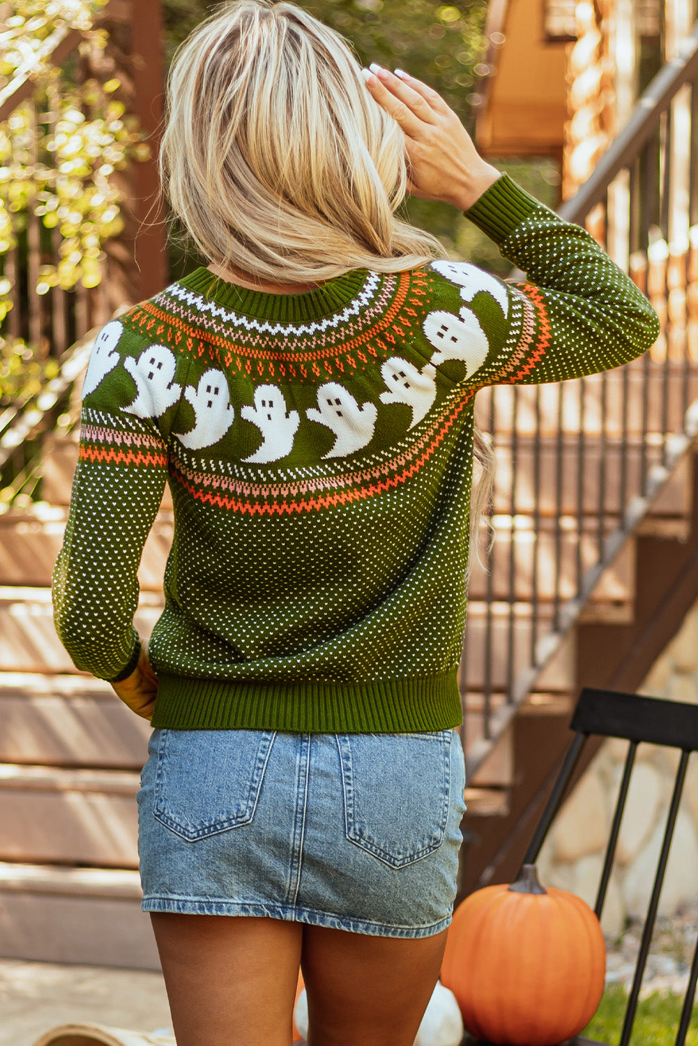 Kaylee Halloween Ghost Pattern Sweater DAME BOHEME