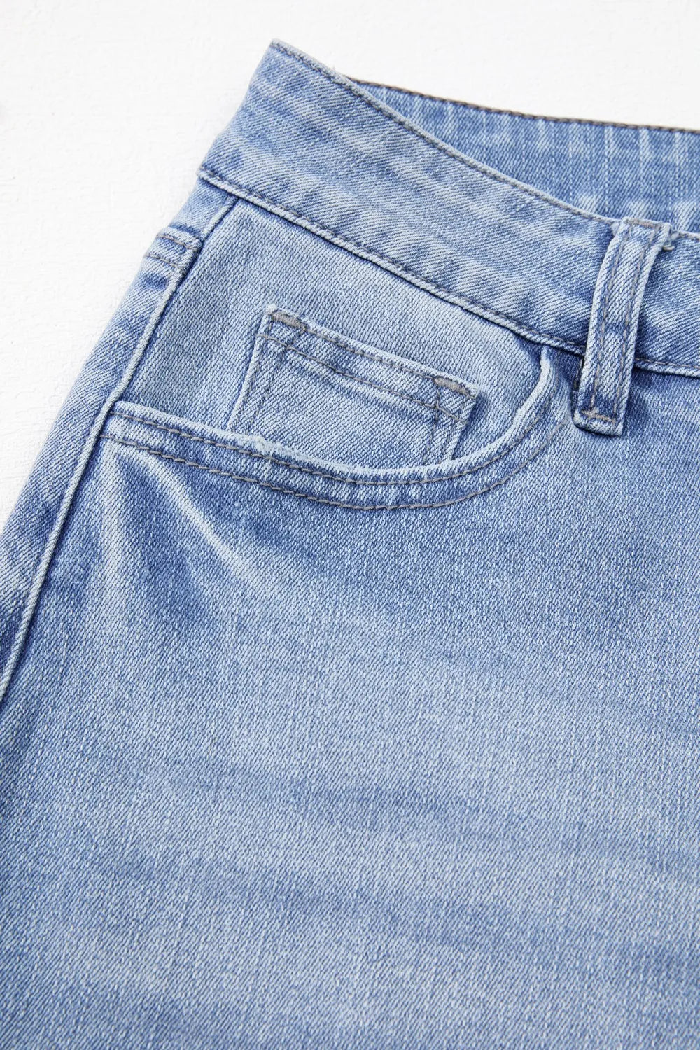 Mineral Wash Raw Hem High Waist Flared Jeans DAME BOHEME