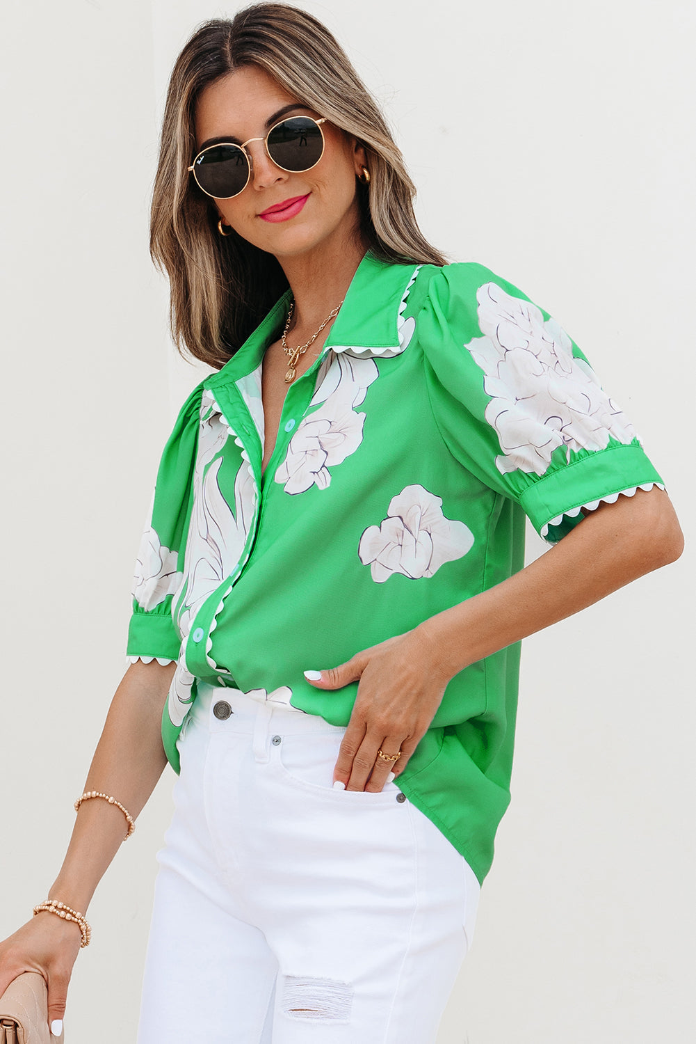 Celina Floral Ric Rac Edge Sleeve Blouse DAME BOHEME