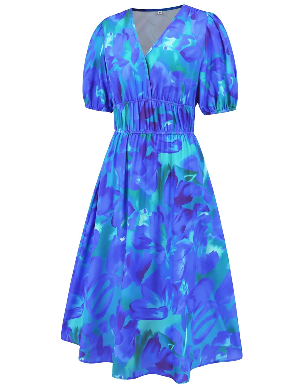 Ruched Roses Surplice Short Sleeve Dress Trendsi