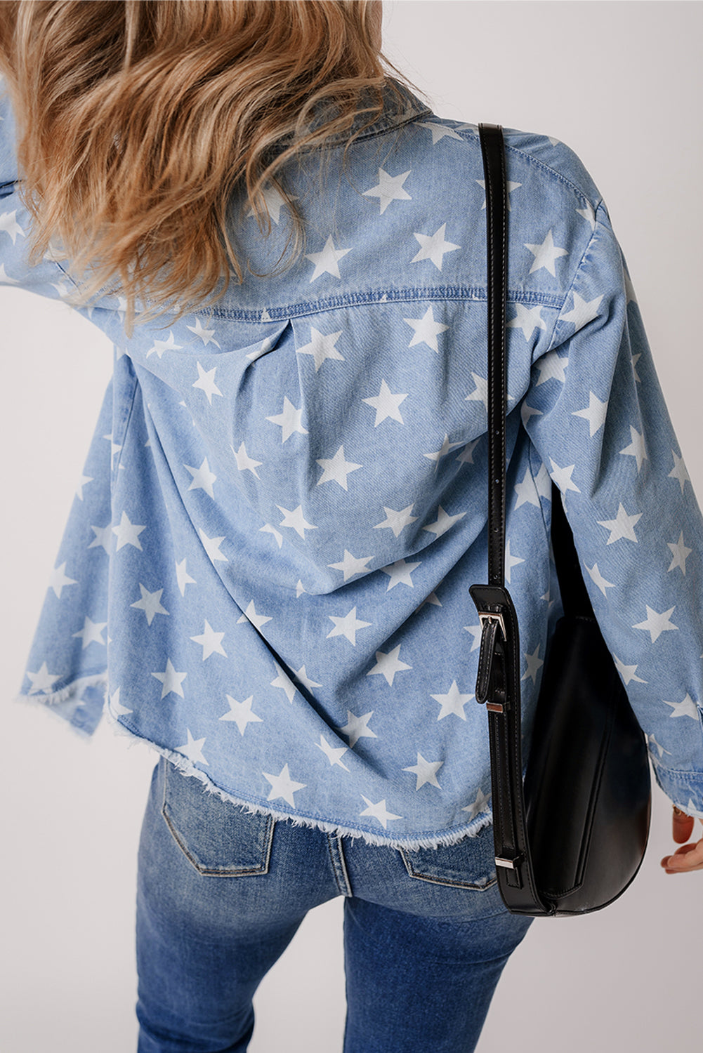 Star Light Wash Raw Hem Denim JacketĀ DAME BOHEME