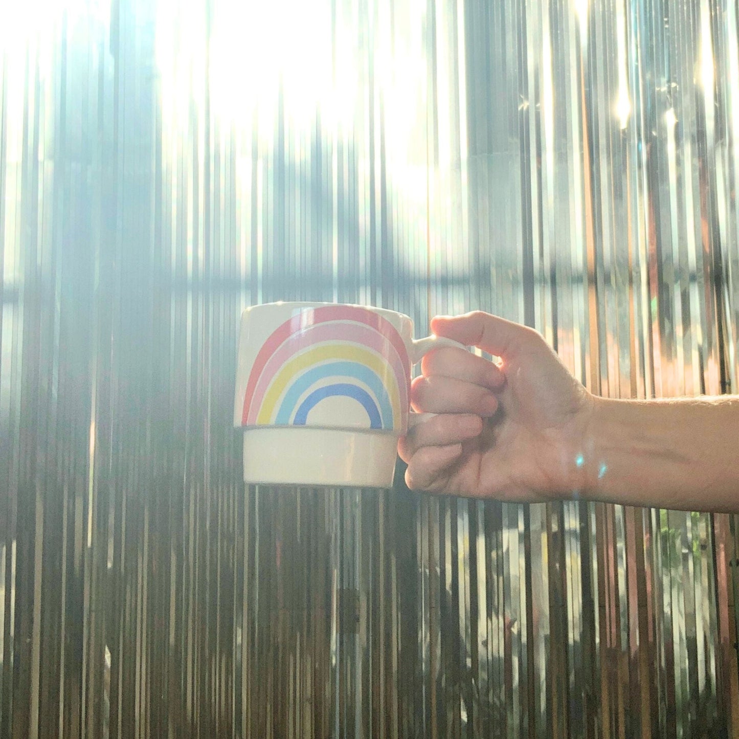 70s Rainbow Stacking Mug Set of 2 | Vintage Style GIftable 14 oz Mugs in Painted Ceramic DAME BOHEME