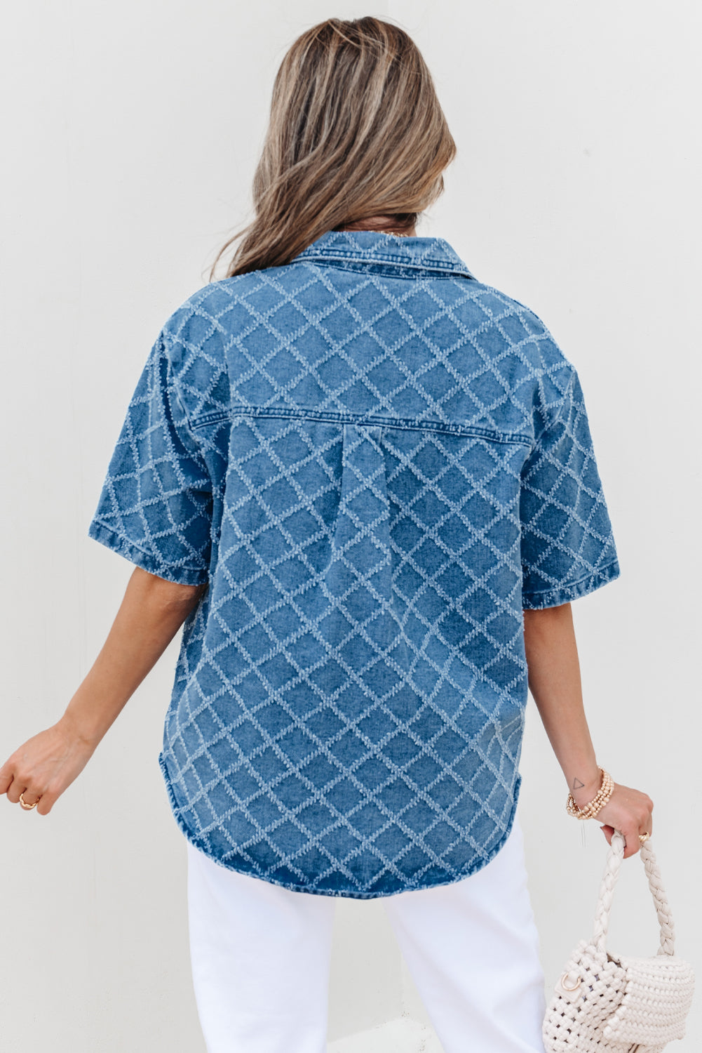 Violette Checkered Textured Short Sleeve DAME BOHEME