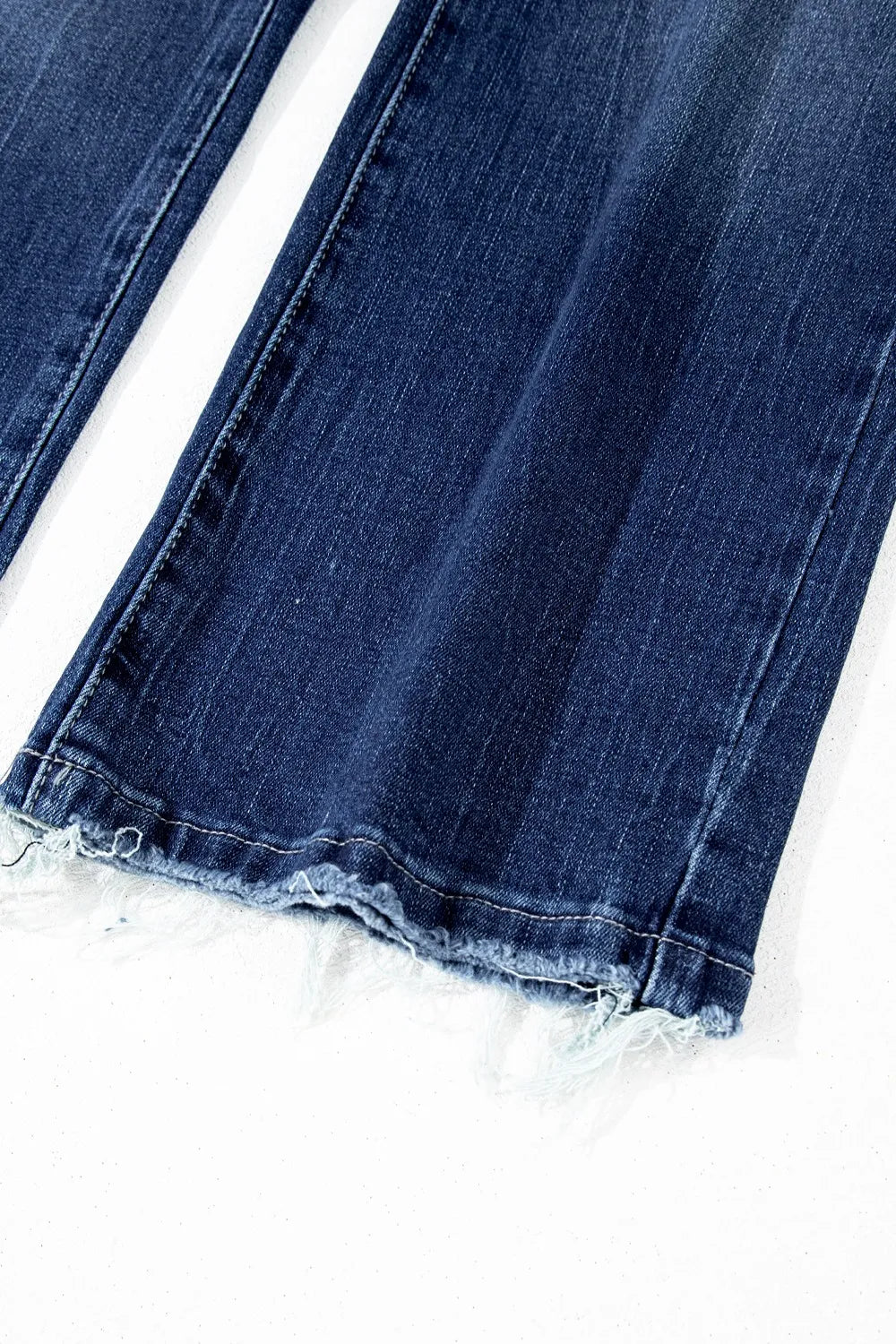 Mineral Wash Raw Hem High Waist Flared Jeans DAME BOHEME
