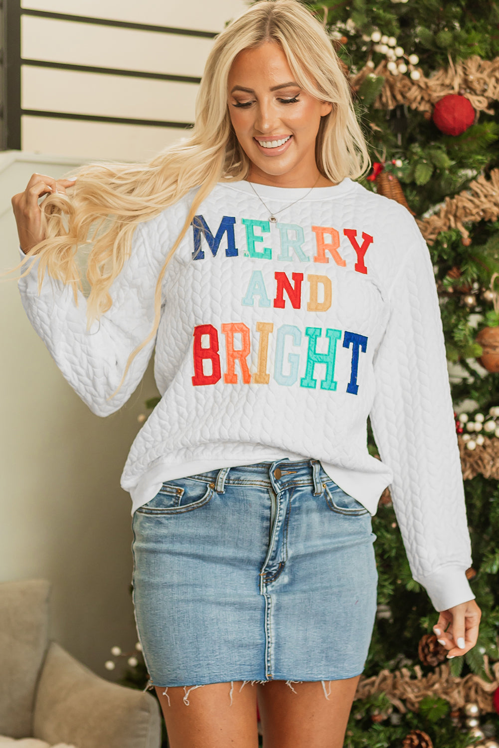 Merry And Bright Knit Pullover Sweatshirt DAME BOHEME