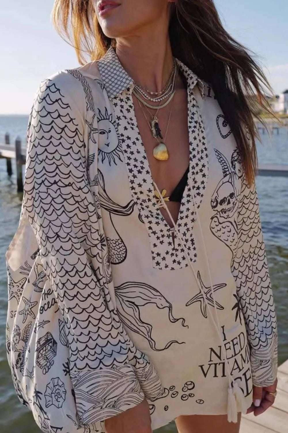 Nautical Print Top and Shorts Matching Set Trendsi
