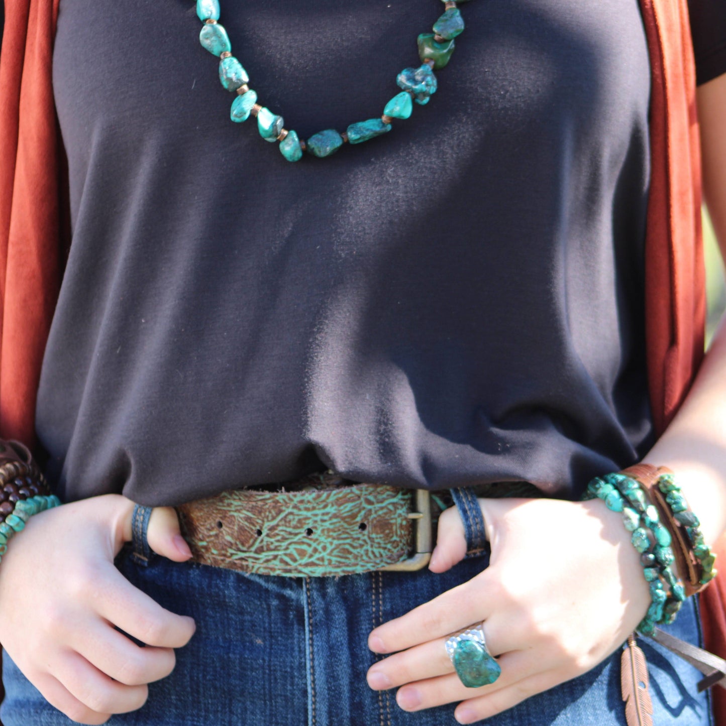 Natural Turquoise Chunk Statement Cuff Ring The Jewelry Junkie