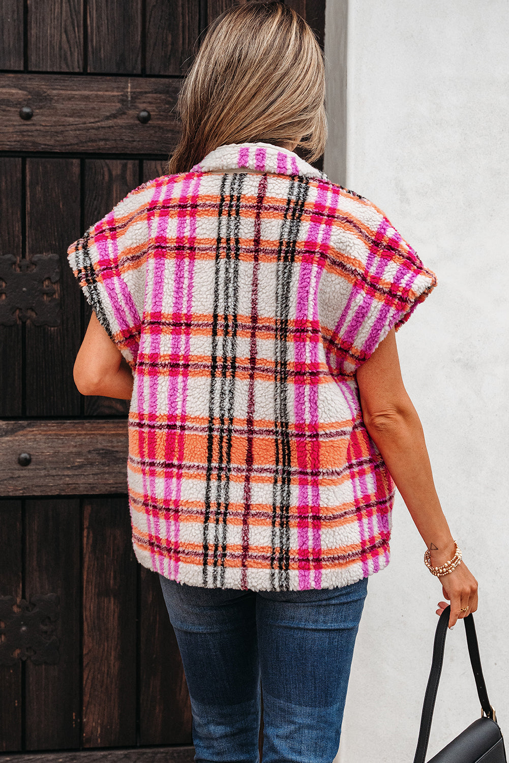 Molly Sherpa Plaid Jacket Vest DAME BOHEME