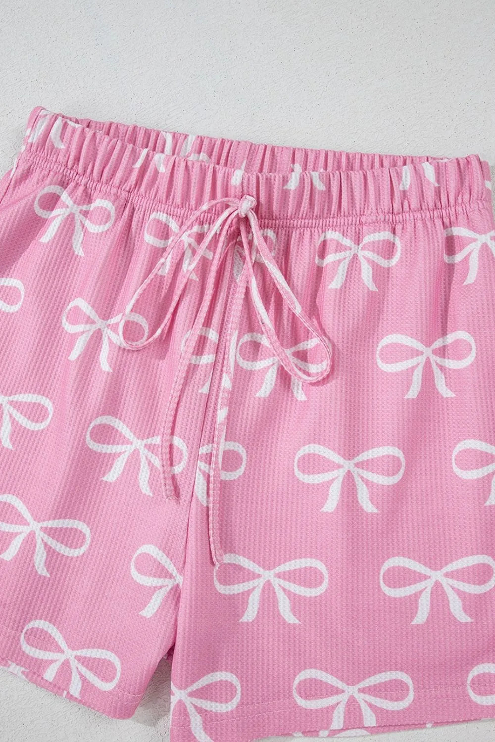 Bowknot Printed Notched T-Shirt and Shorts Set DAME BOHEME