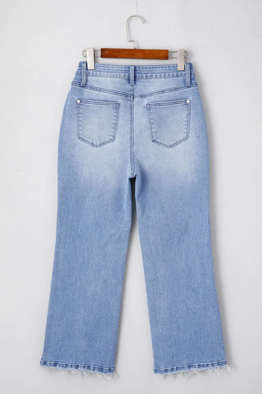 Mineral Wash Raw Hem High Waist Flared Jeans DAME BOHEME