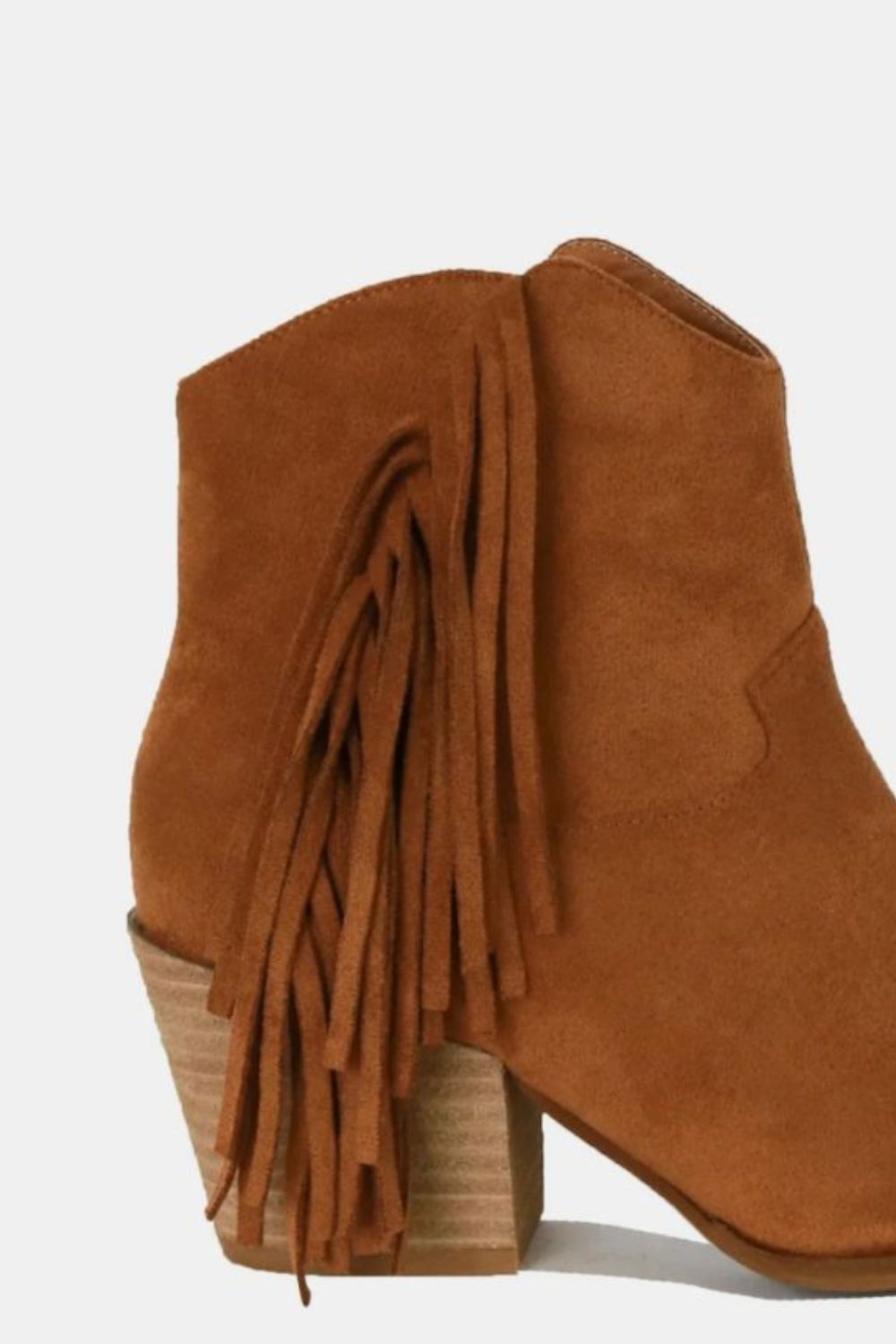 Suede Fringe Point Toe Chelsea Ankle Boots Trendsi