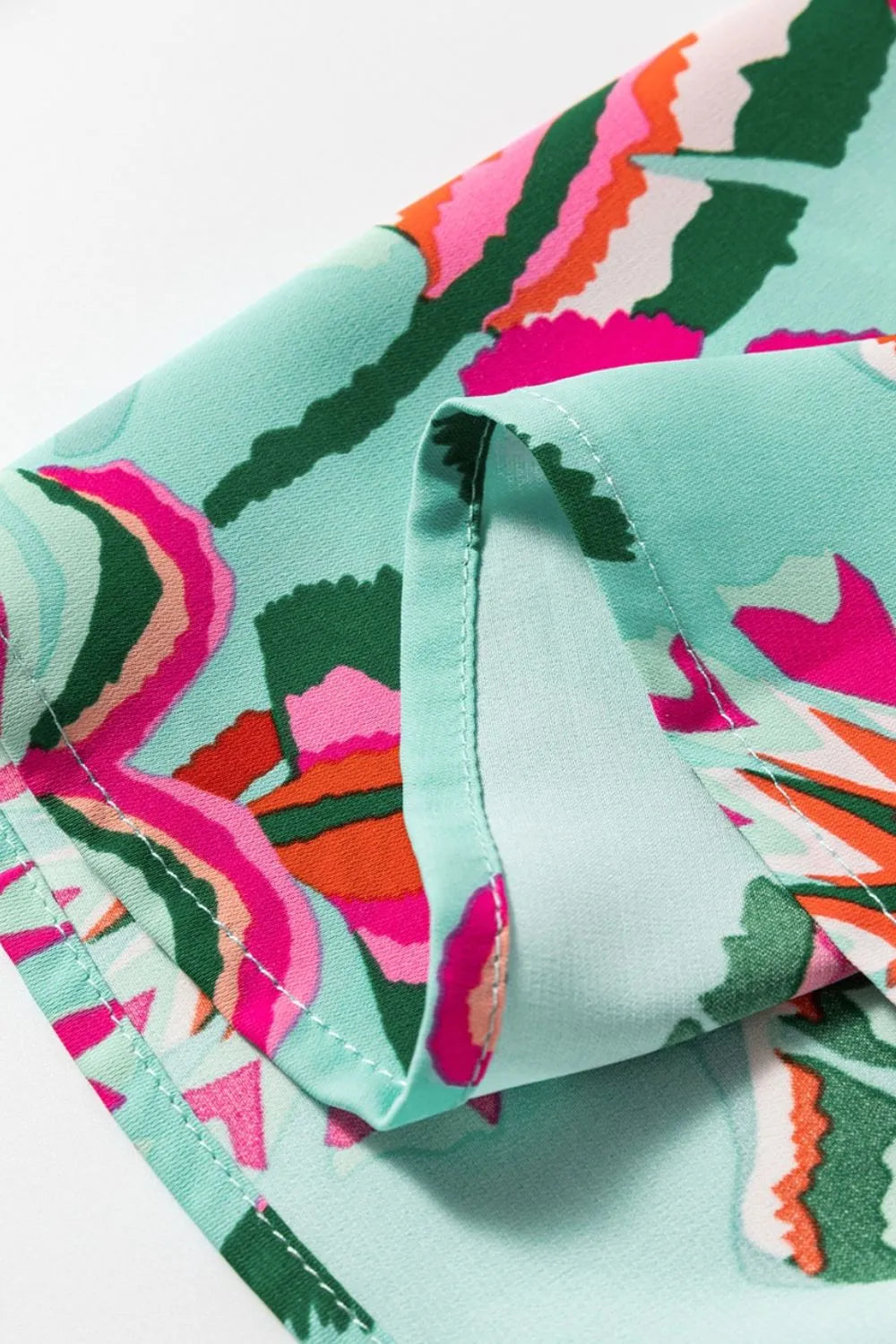 Abstract Print High Waist Buttoned Mini Shirt Dress Simply Love