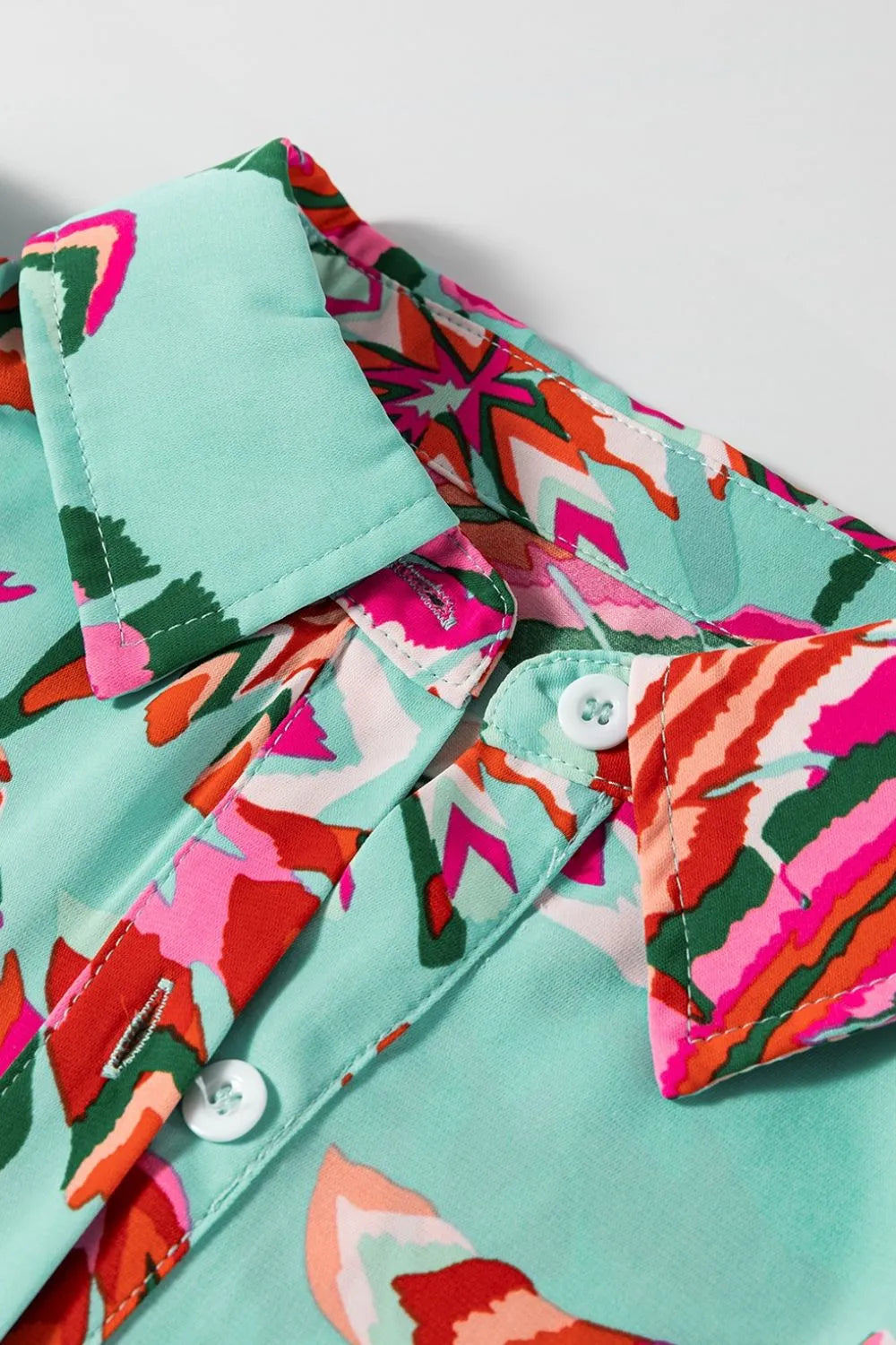 Abstract Print High Waist Buttoned Mini Shirt Dress Simply Love