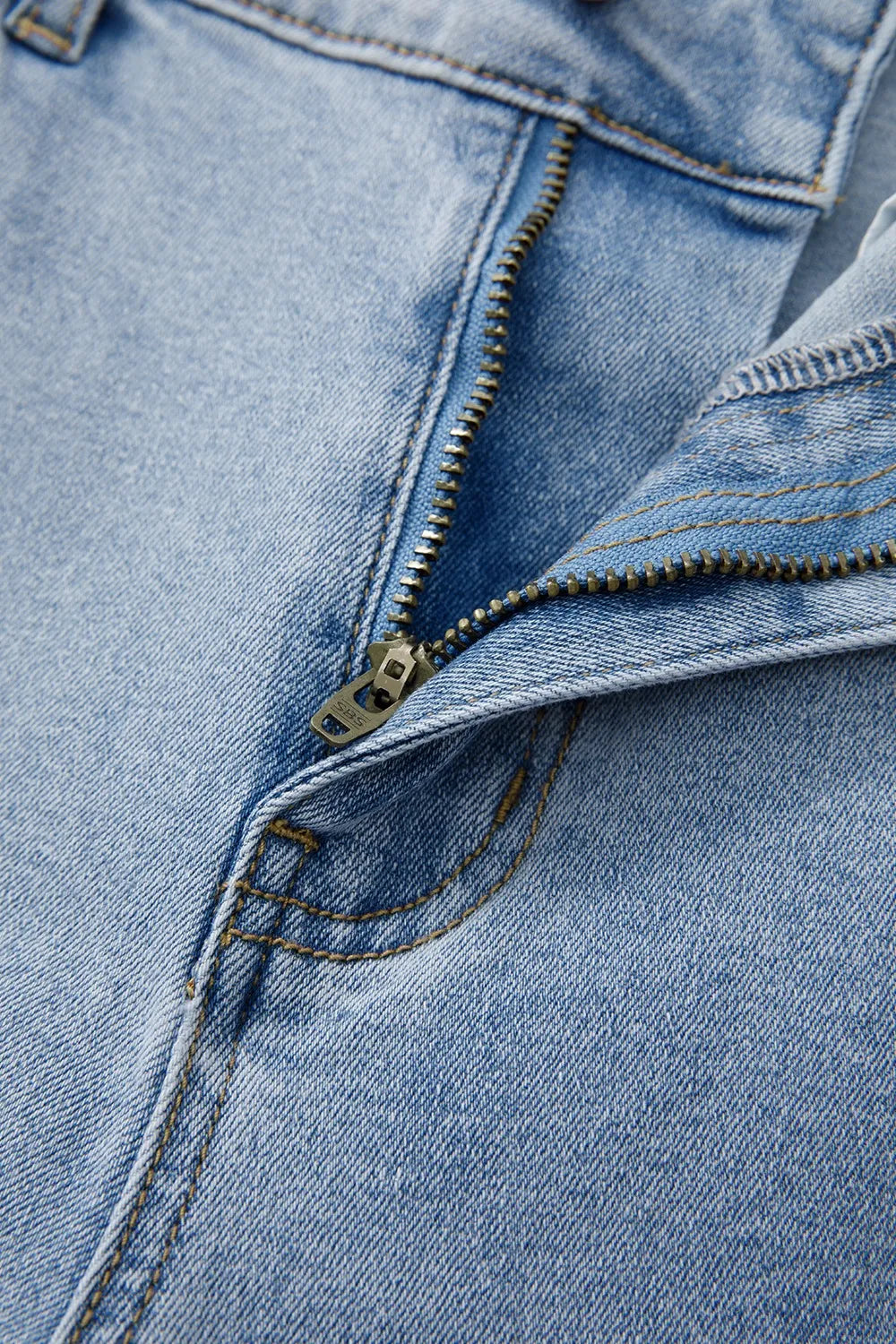 Light Wash Bowknot Ties Cargo Jeans Simply Love