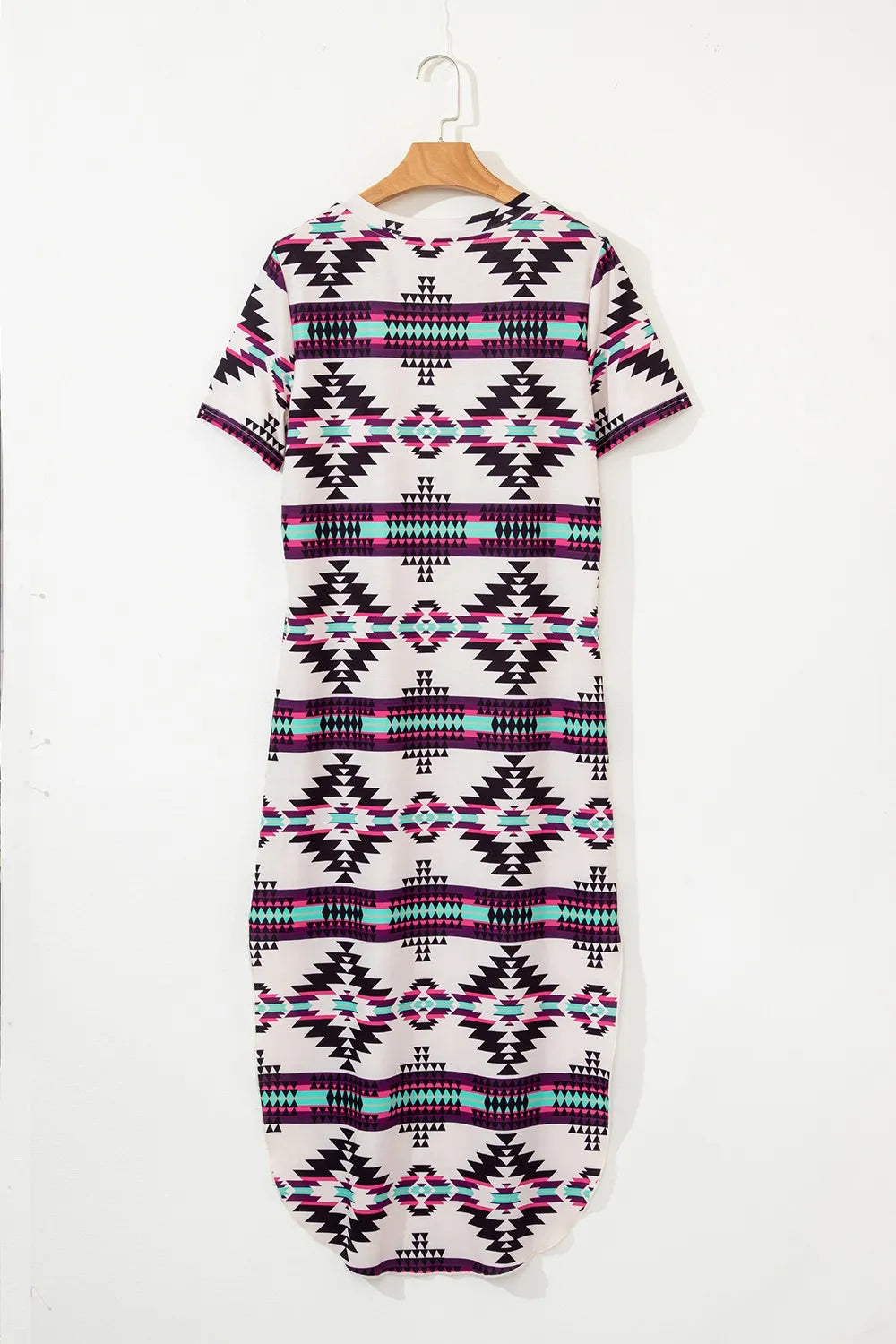Aztec Print V-Neck Midi Dress Trendsi