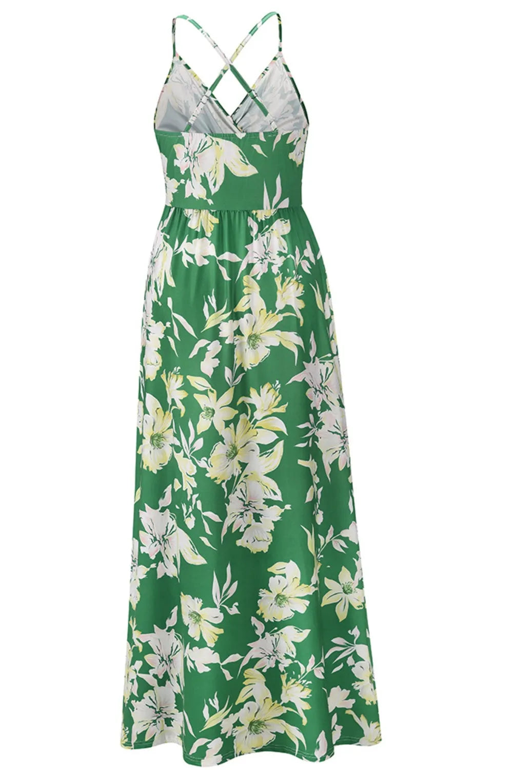 Crisscross Printed Surplice Cami Maxi Dress Trendsi