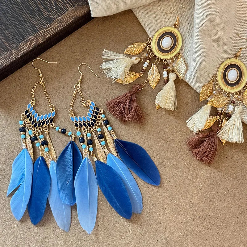 Alloy Rice Bead Dangle Earrings DAME BOHEME