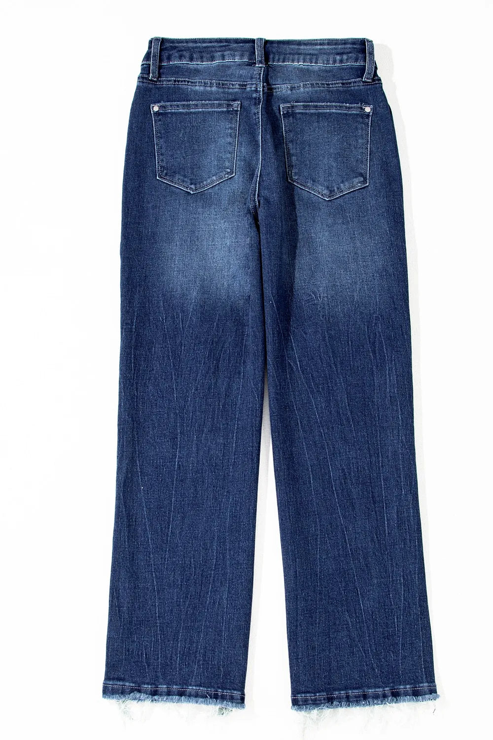 Mineral Wash Raw Hem High Waist Flared Jeans DAME BOHEME
