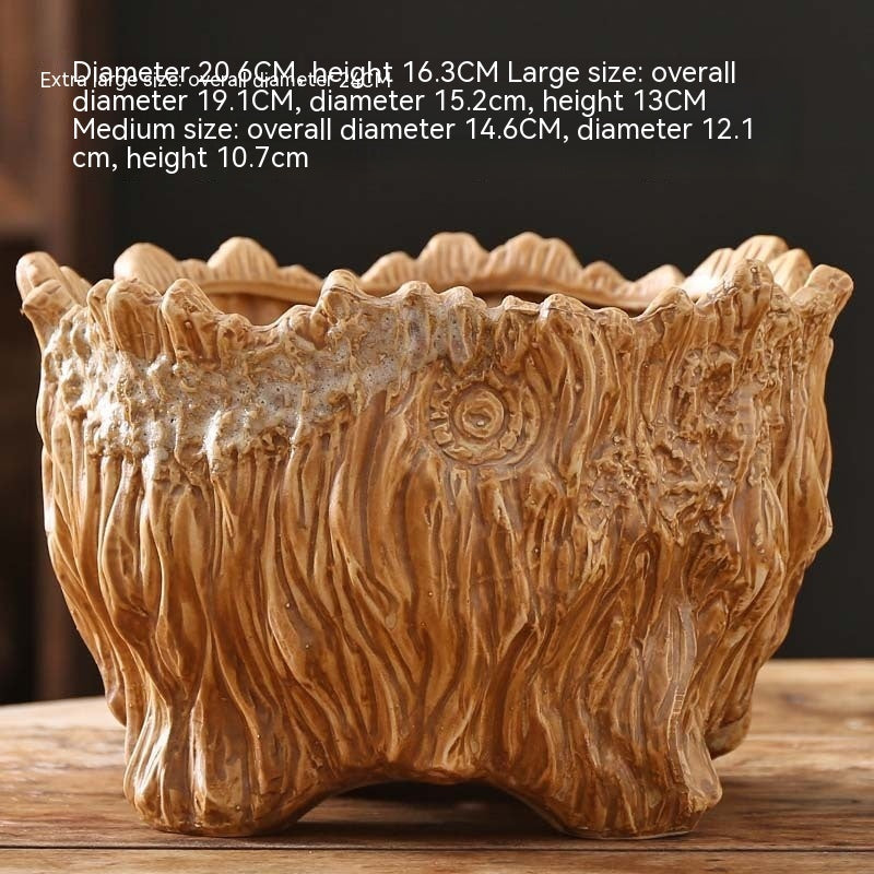 Large Ceramic Flower Pot with Tree Root Design DAME BOHEME