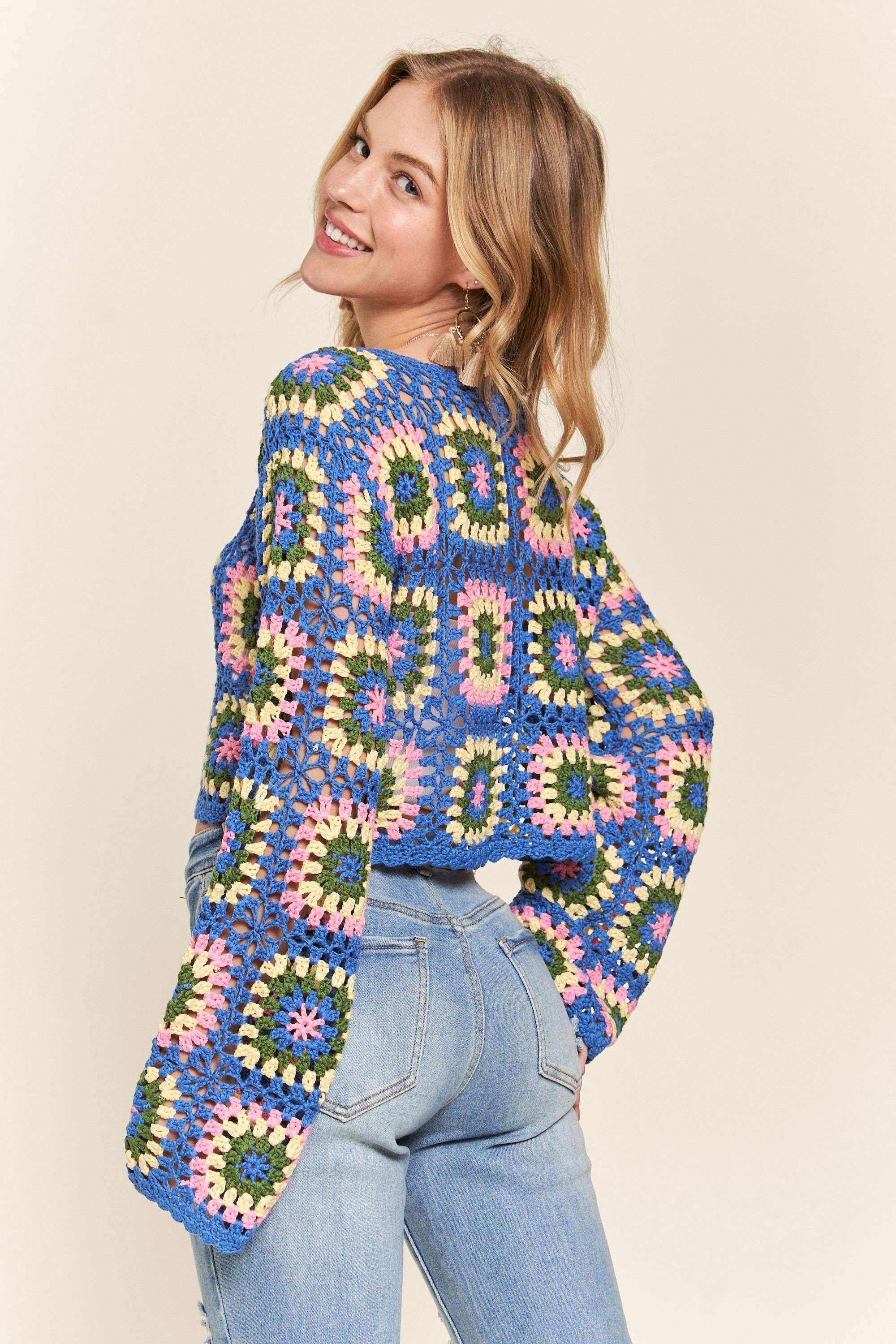 ADORA Multicolor Crochet Crop Top - DAME BOHEME