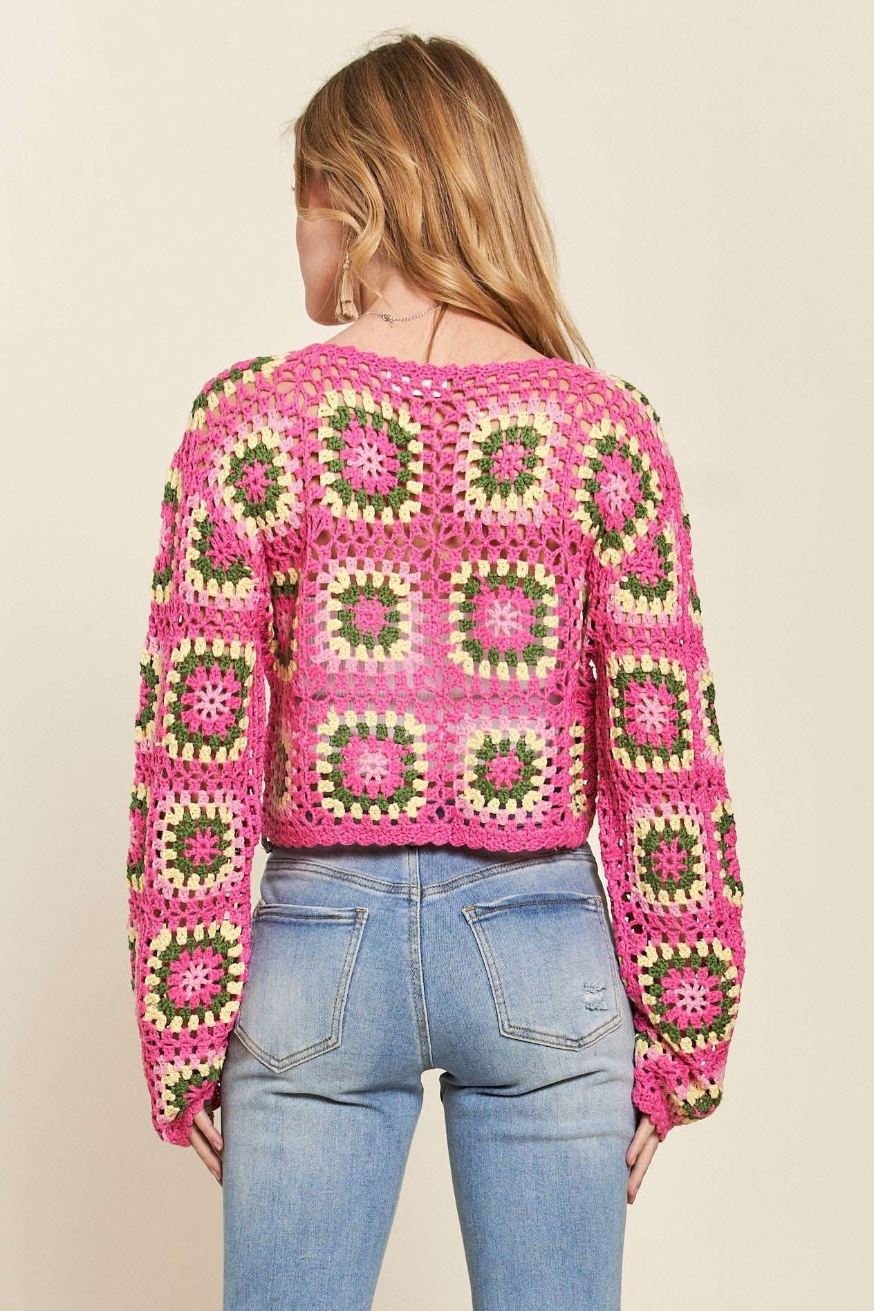 ADORA Multicolor Crochet Crop Top